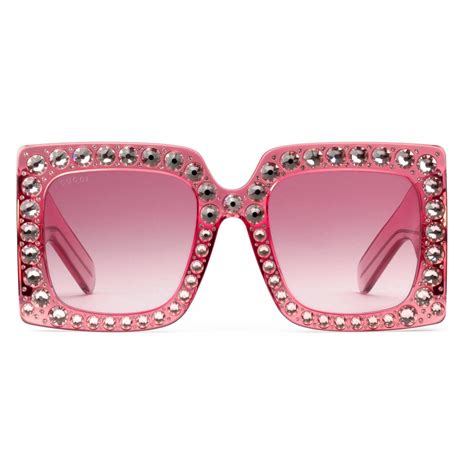 gucci pink glasses frame|Gucci pink sunglasses square.